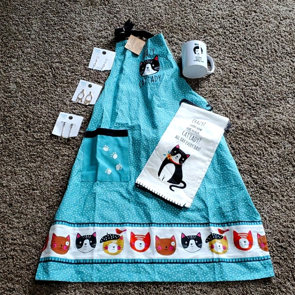 KayDee Designs Other - Cat Apron, towel and bonus Mug/Earrings